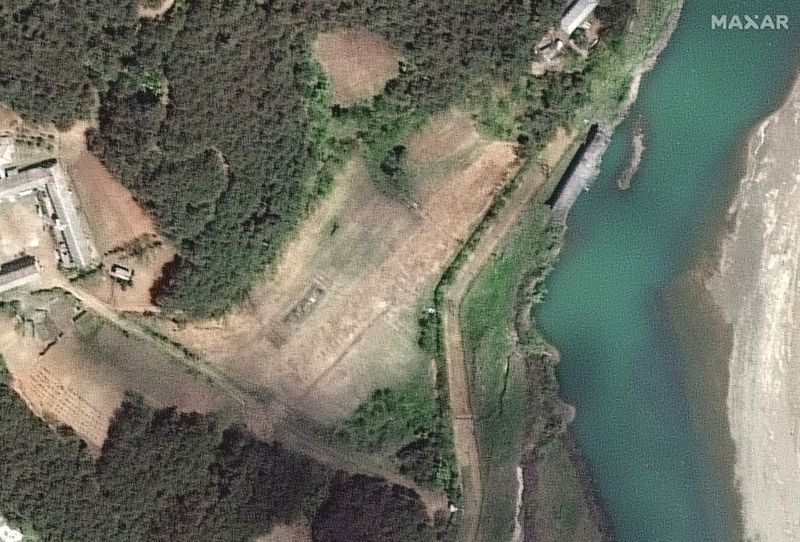 FILE PHOTO: A satellite image shows a closer view of new drilling activity at the Yongbon nuclear complex, North Korea (REUTERS/Maxar Technologies)