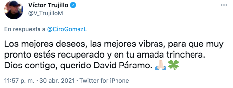 Víctor Trujillo deseó pronta recuperación al también llamado "padre del análisis superior" (Foto: Twitter@V_TrujilloM)