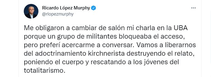 El descargo de Ricardo López Murphy 