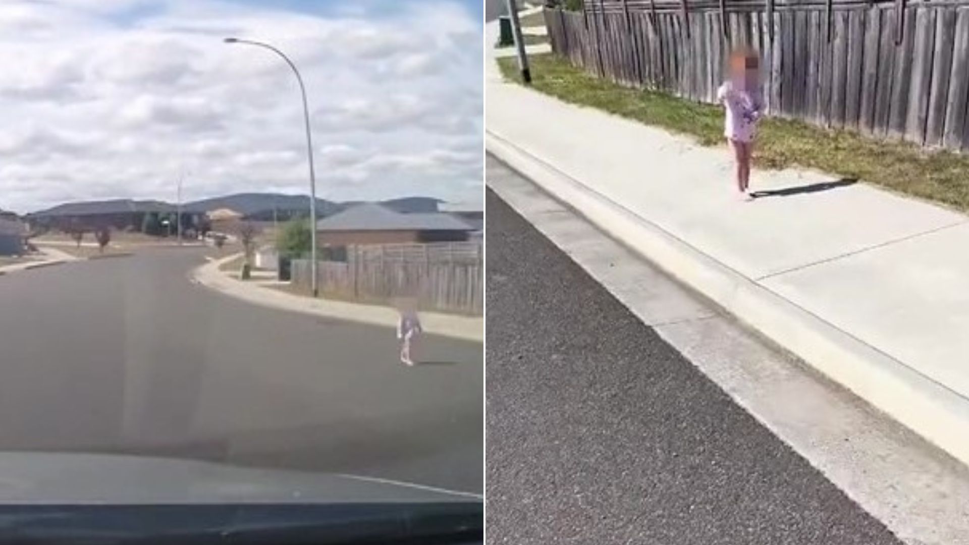 El impactante momento en que una bebé aparece sola por la calle antes de que un hombre la rescate