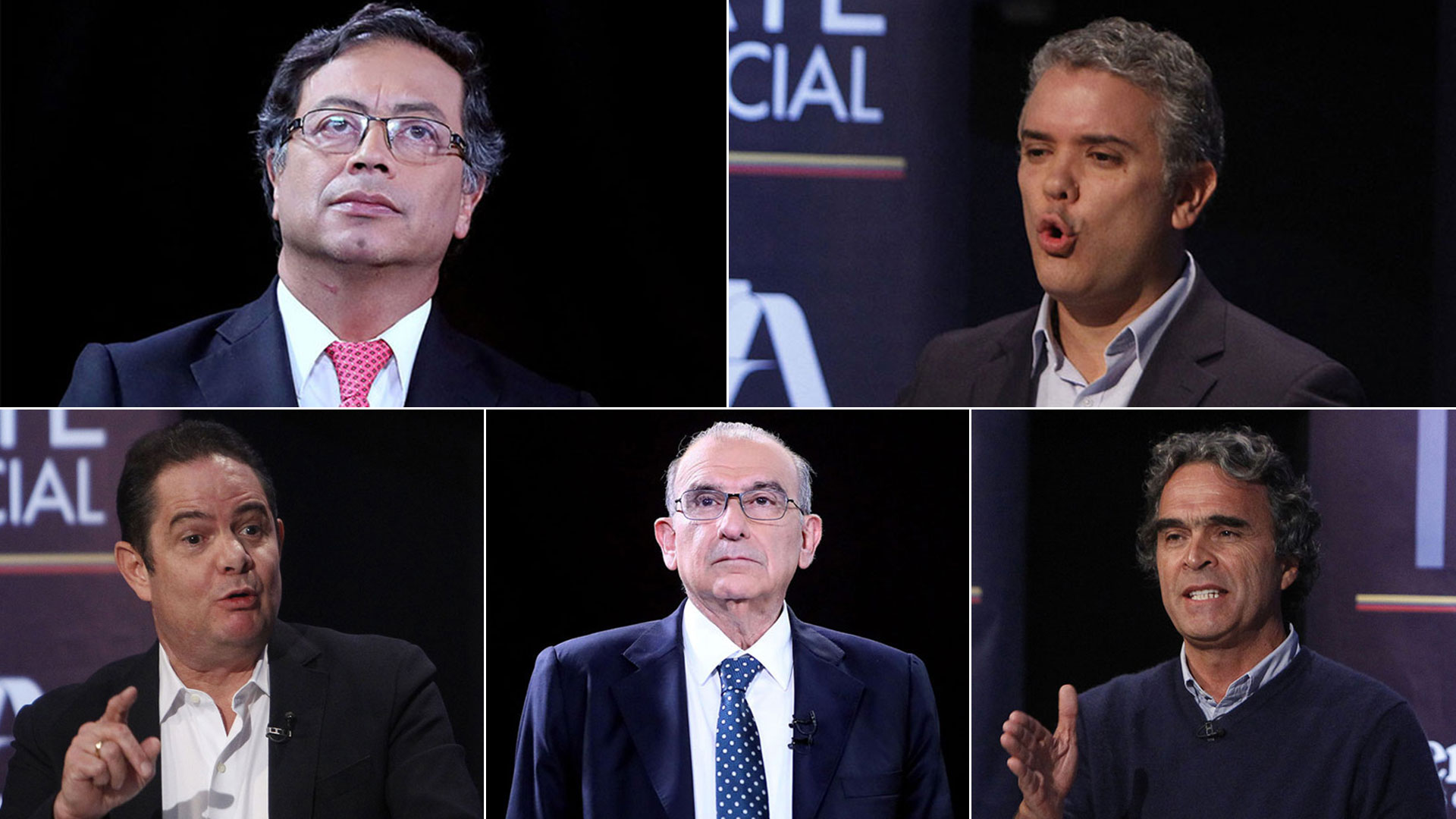 Los candidatos presidenciales mejor ubicados en las encuestas: Iván Duque, Gustavo Petro, Sergio Fajardo, Humberto de la Calle y Germán Vargas Lleras.