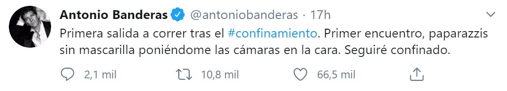 El posteo de Antonio Banderas