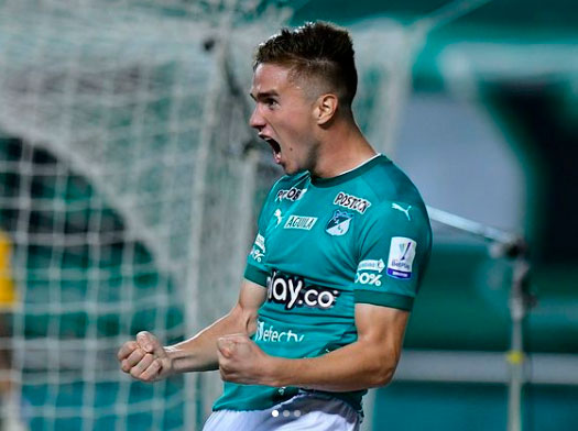 Uno de los gritos de gol de Palavecino en Deportivo Cali (Instagram: @agusspalavecino)