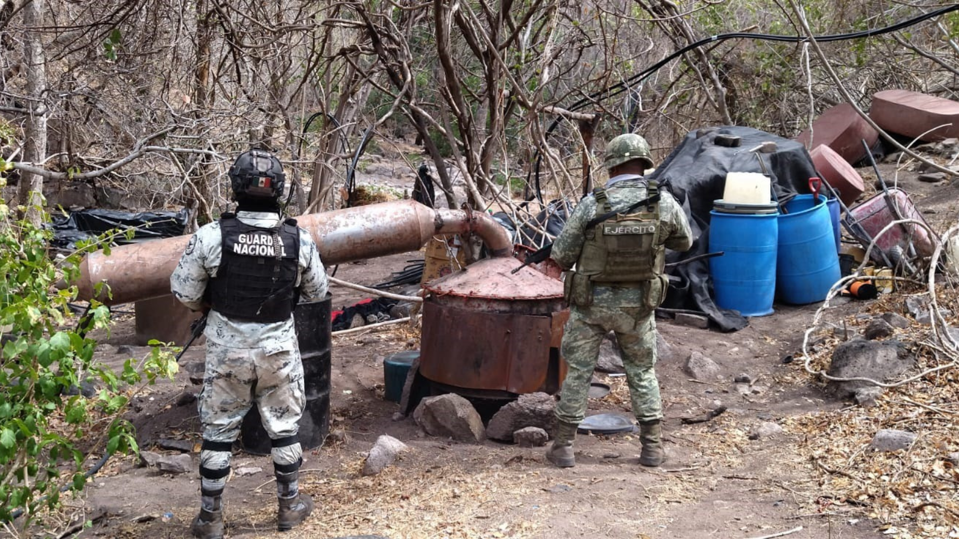 Elementos de la Guardia Nacional y el Ejército aseguraron más de media tonelada de droga en el municipio de Turicato, Michoacán 
(Foto: Guardia Nacional)