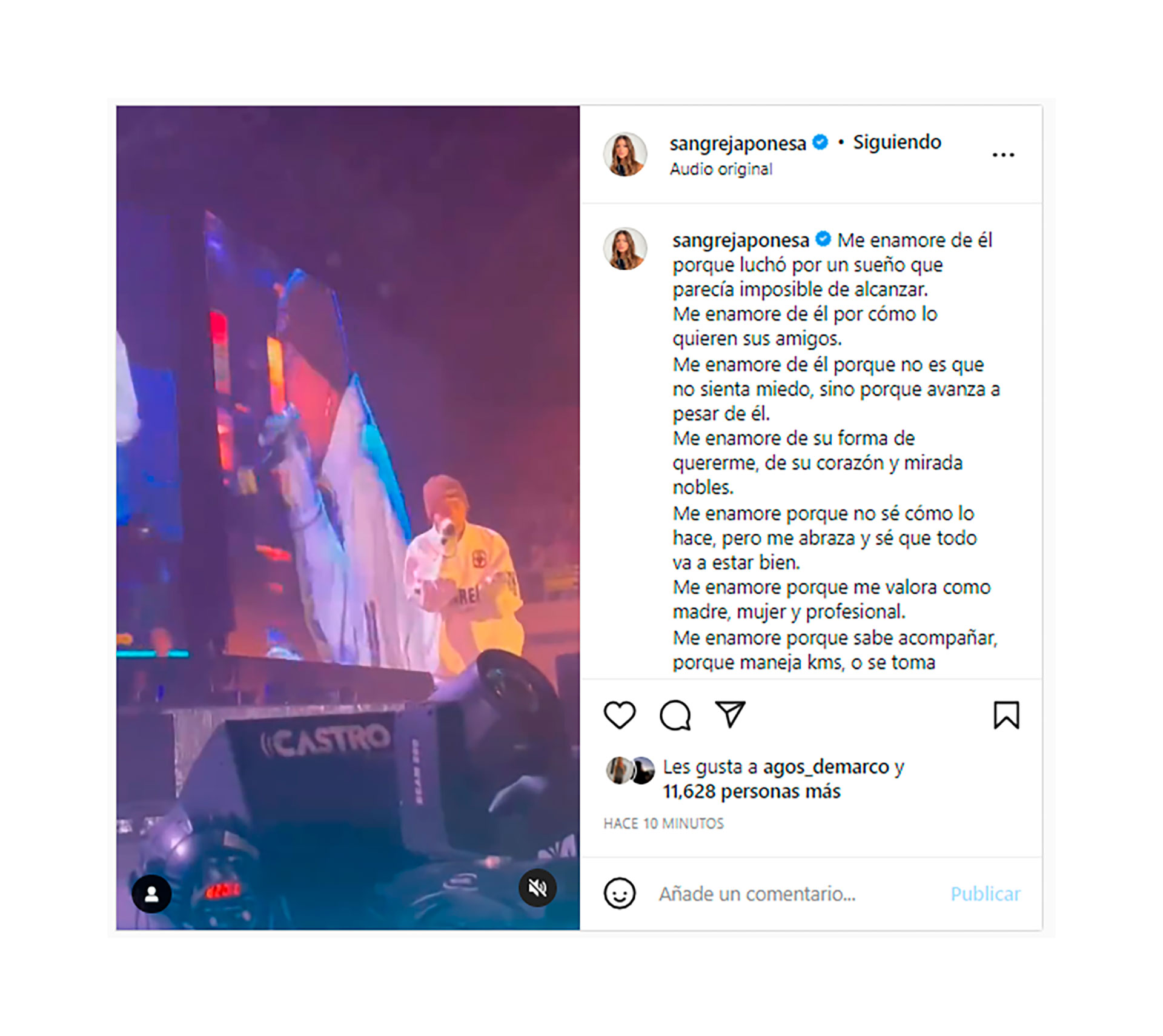 El romántico posteo de la Chiina Suárez en Instagram