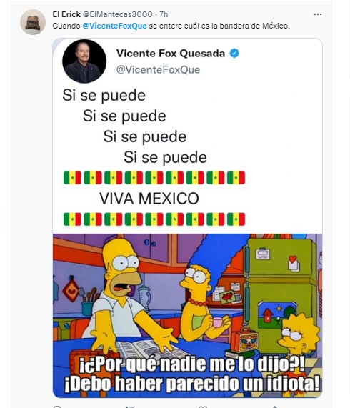 Usuarios en redes sociales se burlaron del ex mandatario panista por confundir la bandera de México con la de Senegal (Foto: Twitter / @ElMantecas3000)
