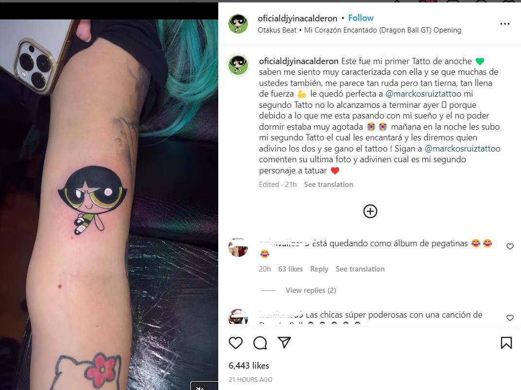 Yina Calderón dejó ver su nuevo tatuaje: una “chica superpoderosa” - Infobae