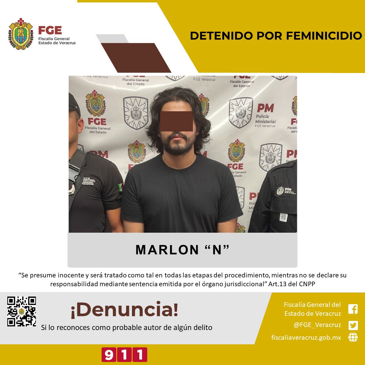 Fiscalía de Veracruz detuvo a Marlon “N”, presunto feminicida de Montserrat Bendimes (Foto: Fiscalía General de Veracruz)
