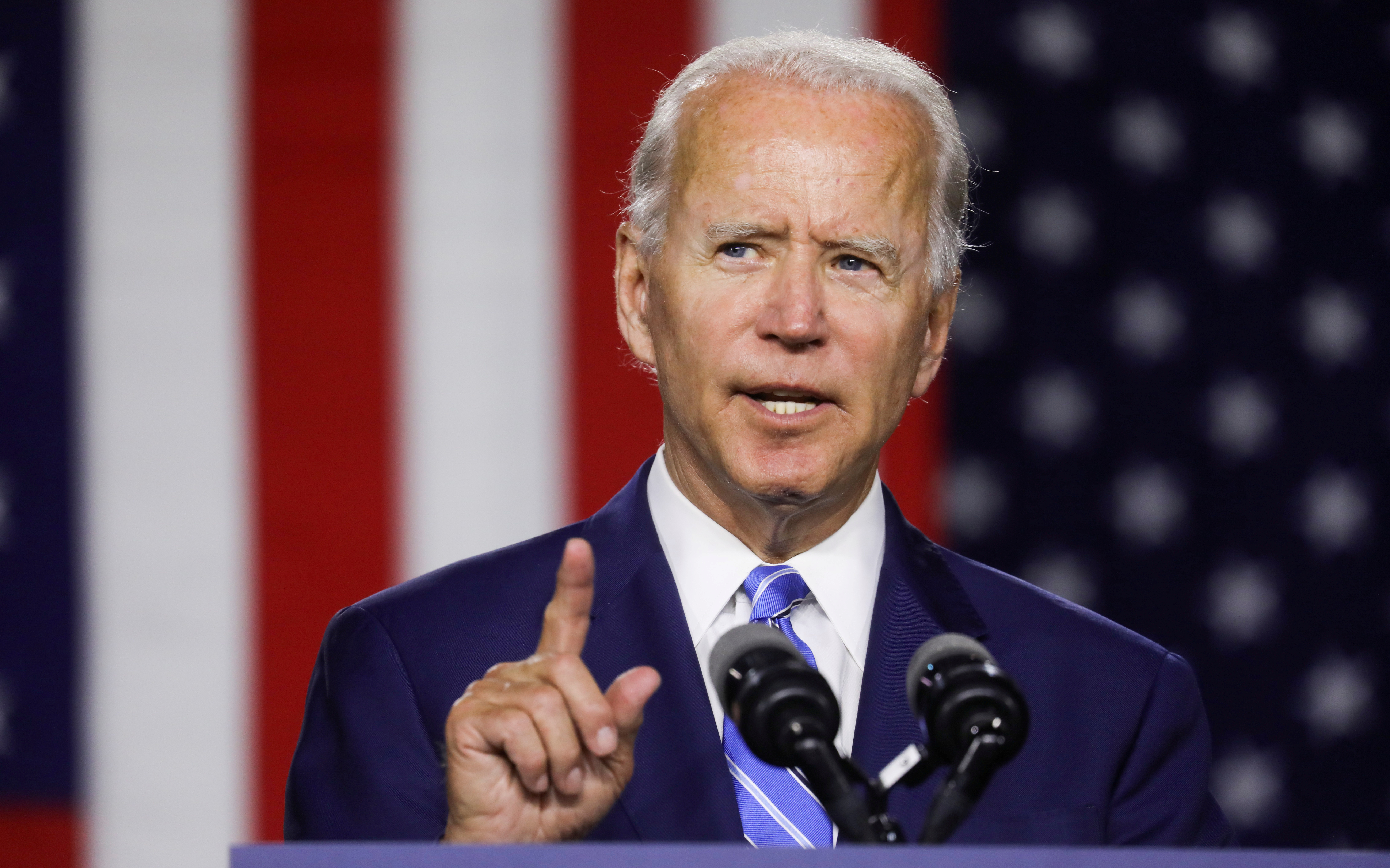 FILE PHOTO: Democratic U.S. presidential candidate and former Vice President Joe Biden speaks during a campaign event in Wilmington, Delaware, U.S., July 14, 2020. REUTERS/Leah Millis/File Photo