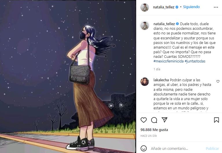 Natalia Téllez se mostró consternada ante la tragedia de Debanhi (Foto: Instagram/@natalia_tellez)