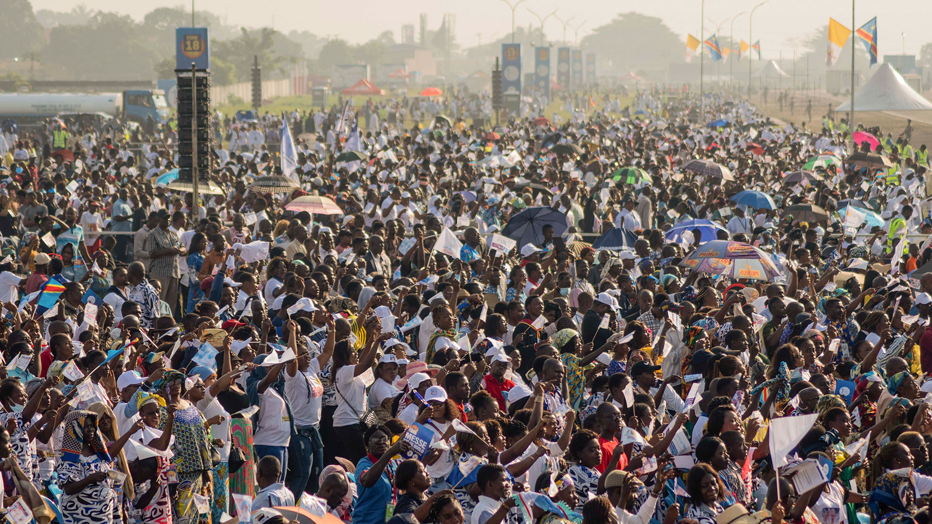Más de un millón de personas asistieron este miércoles a la misa del papa Francisco en la explanada del aeropuerto de Ndolo en Kinshasa, Congo, miércoles 1 de febrero de 2023.AP/Samy Ntumba Shambuyi