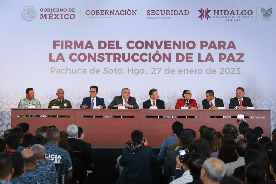 Firma para la Construcción de la Paz en Hidalgo. Foto: Secretaría de Gobernación