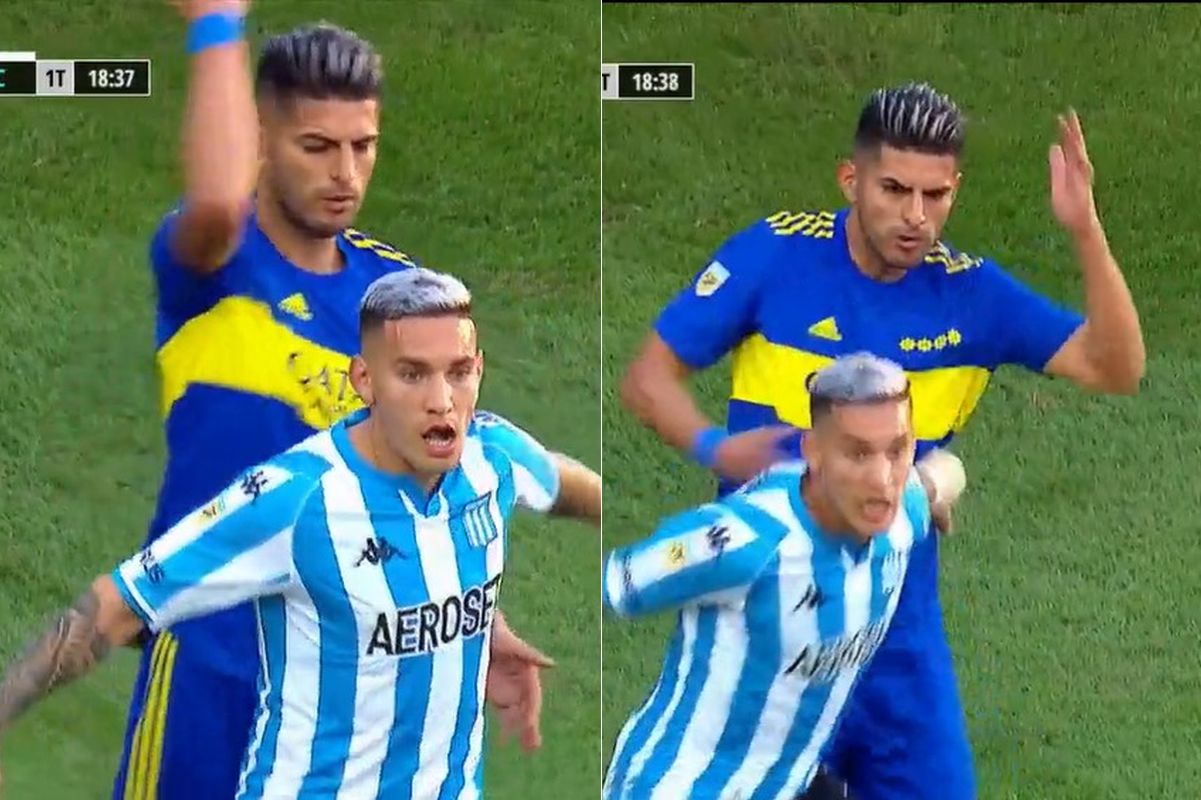Carlos Zambrano a los manotazos con su rival recibió tarjeta amarilla en la Copa de la Liga Argentina