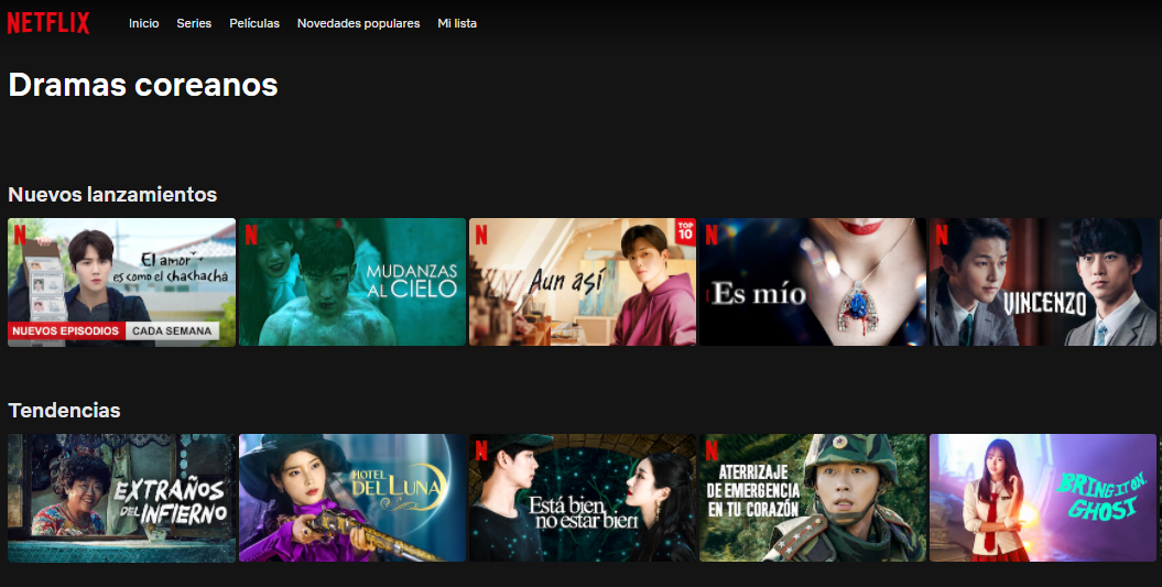 Dramas coreanos en Netflix.