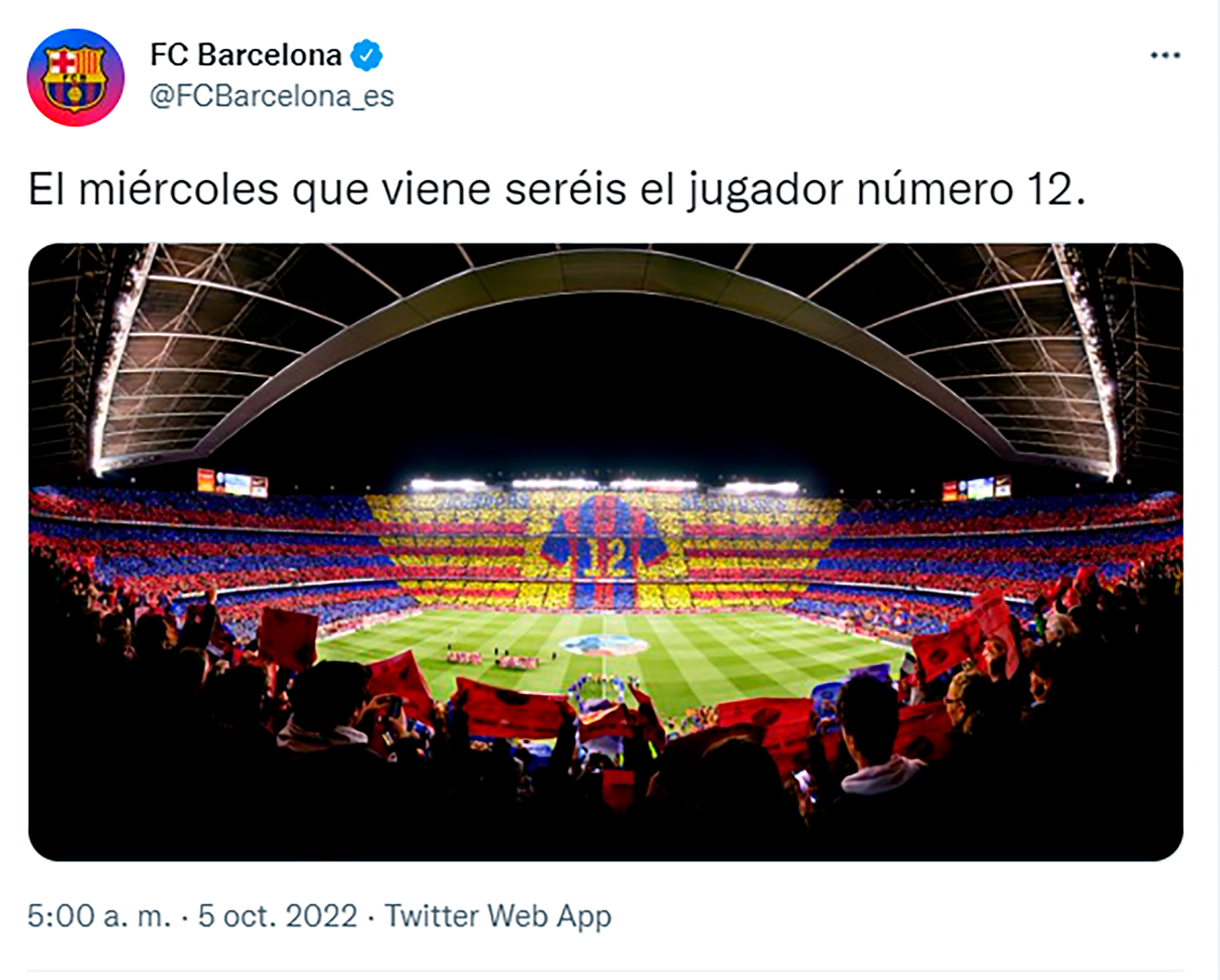 El posteo del FC Barcelona en Twitter que generó una respuesta de la cuenta de Boca Juniors (Twitter)