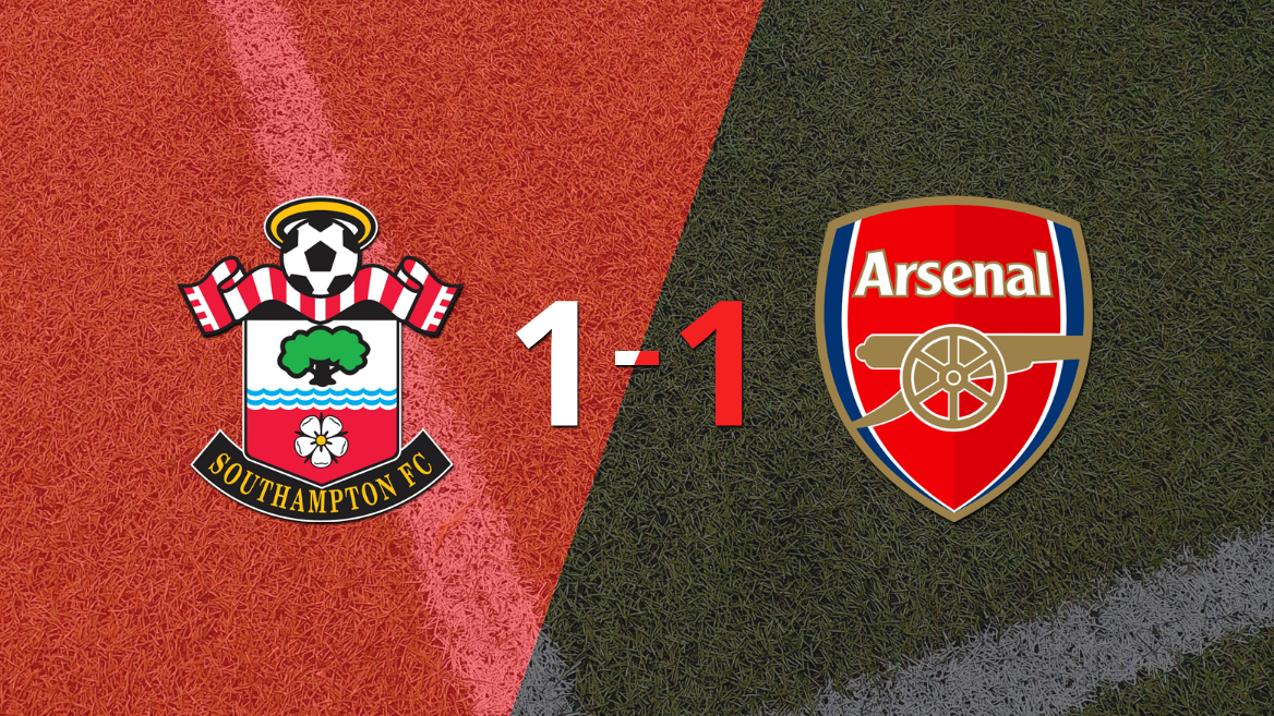 Arsenal logró sacar el empate a 1 gol en casa de Southampton