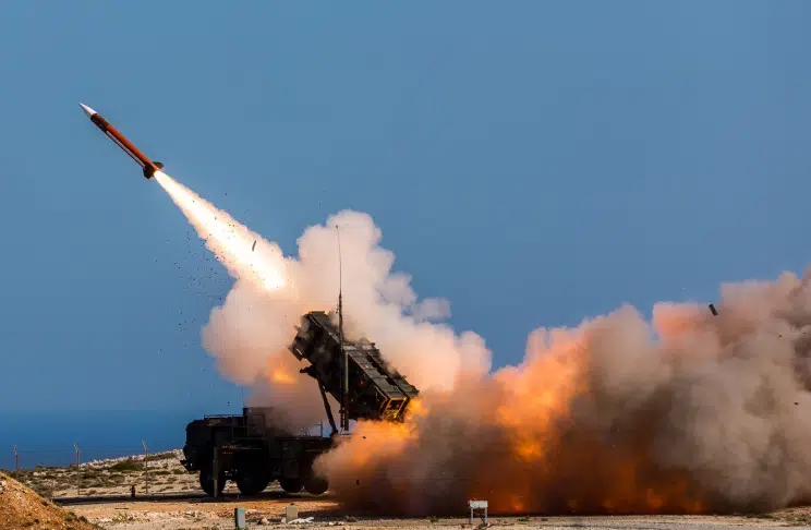 FILE - In this image released by the U.S. Department of Defense, German soldiers assigned to Surface Air and Missile Defense Wing 1, fire the Patriot weapons system at the NATO Missile Firing Installation, in Chania, Greece, on Nov. 8, 2017.  (AP)