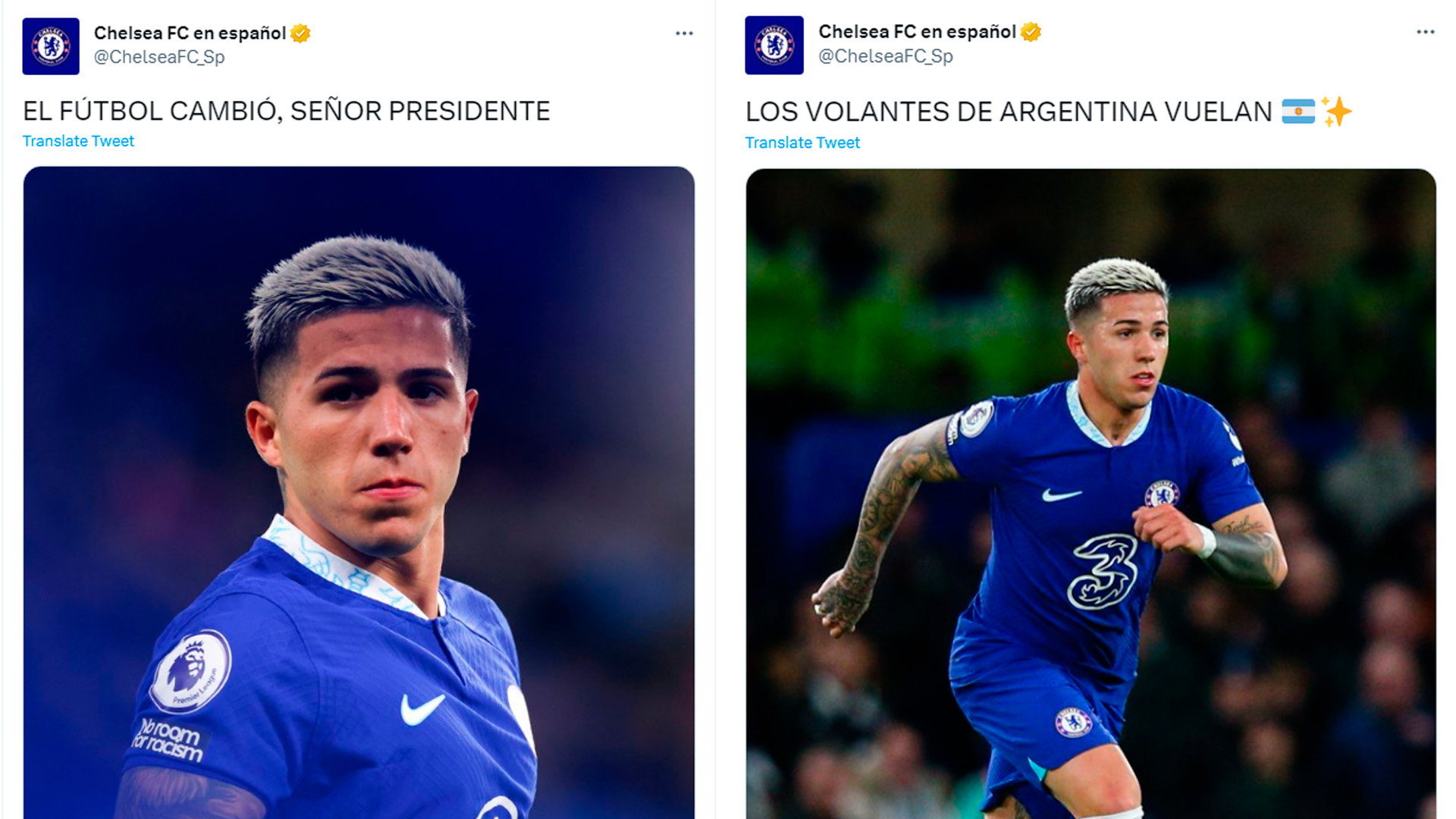 Los mensajes del perfil oficial del Chelsea en español sobre su flamante incorporación