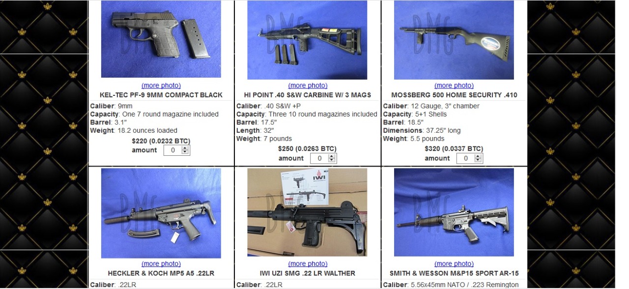 Imagen de una página de venta de armas, la cual señala que vende productos nuevos y con total discreción (Foto: Captura de pantalla)
