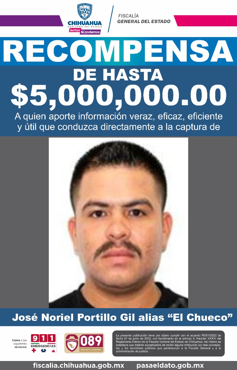 Le autorità di Chihuahua stanno offrendo una ricompensa di 5 milioni di pesos per le informazioni che portano al sequestro "truffatore" (Foto: Ufficio del procuratore distrettuale di Chihuahua)