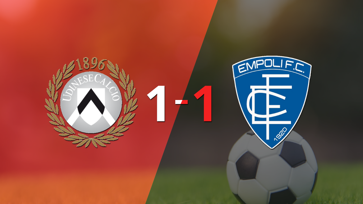 Udinese y Empoli se reparten los puntos y empatan 1-1