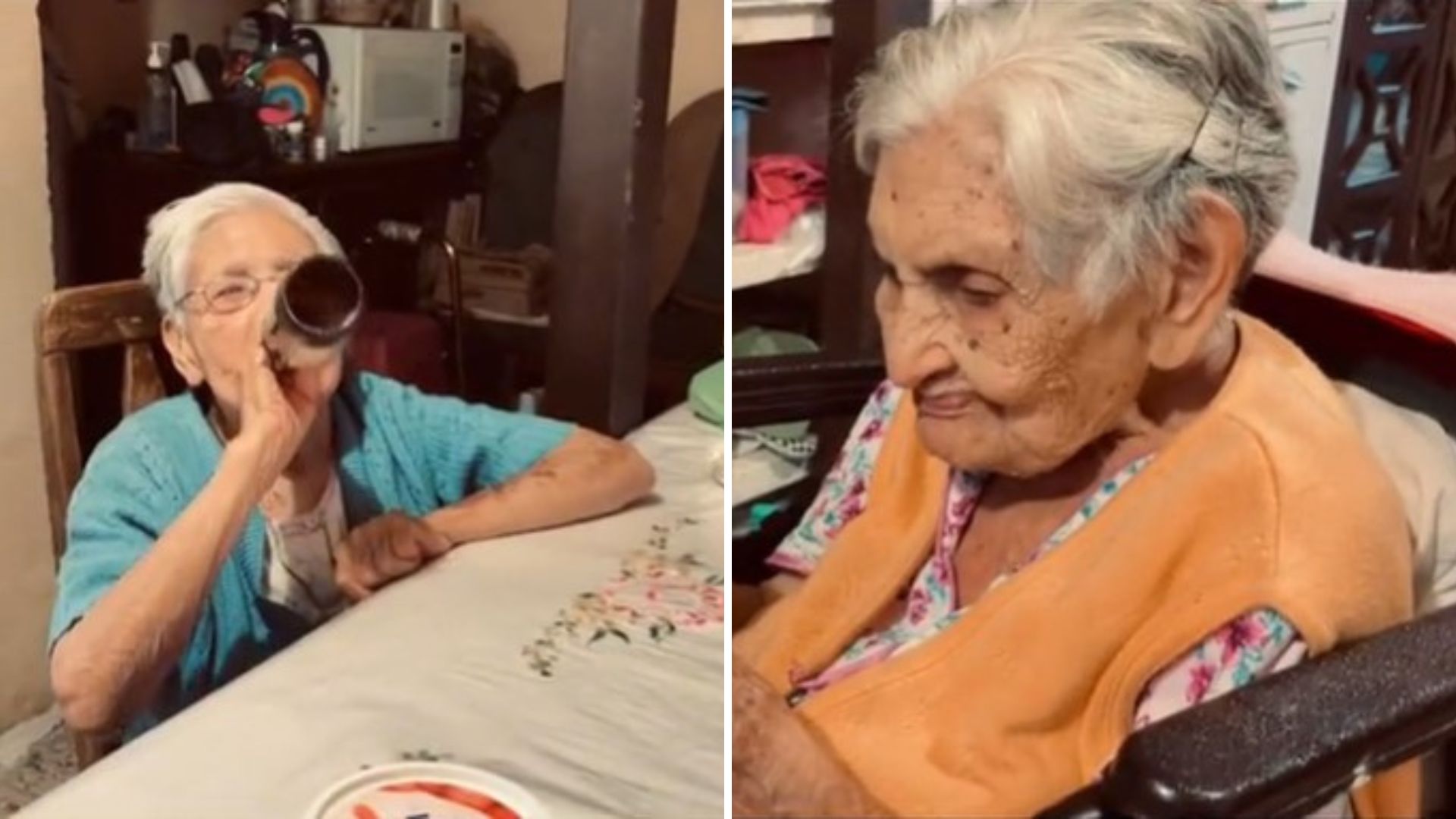 En TikTok se volvió viral un video de segundos en el que una mamá de 105 años se molesta con su hija de 85 (Captura de pantalla: TikTok/@abuelita_moroleon)