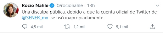 Rocío Nahle, titular de la Secretaría de Energía, ofreció disculpas por el mensaje que se emitió en la cuenta oficial de la dependencia (Foto: Twitter@rocionahle)