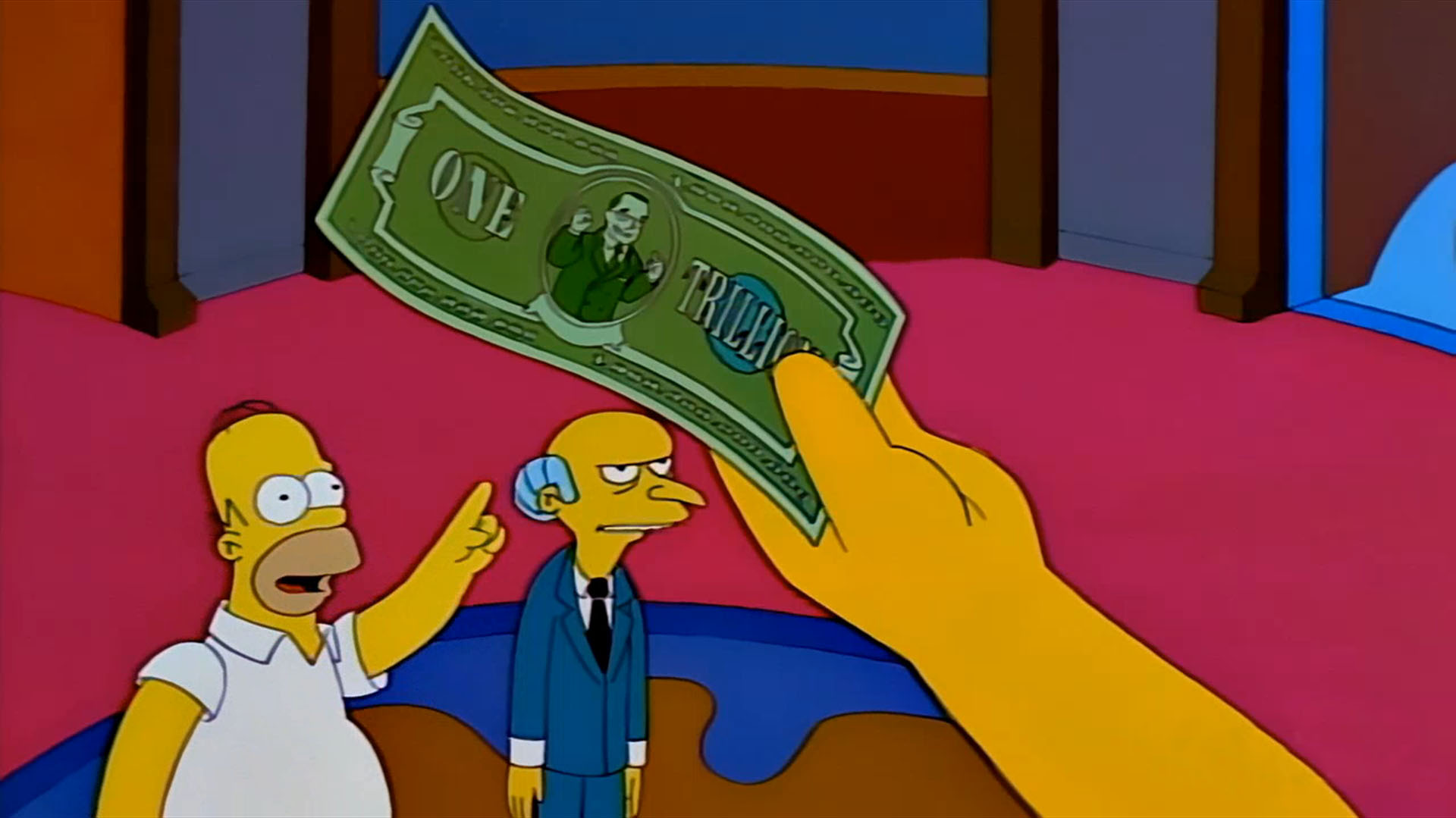 En la ficción ya se emitió moneda de curso legal por USD 1 billón. Claro que era un billete que apareció en un episodio de Los Simpsons de 1998