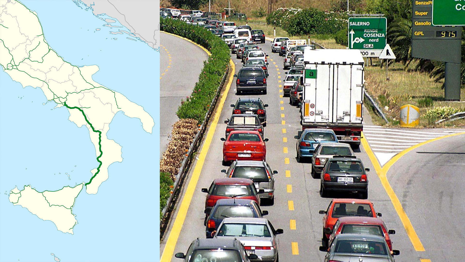 Los 440 km entre Salerno y Reggio Calabria, y la fisonomía que tuvo la ruta durante los 60 años en la que se la llamó la Ruta Infinita