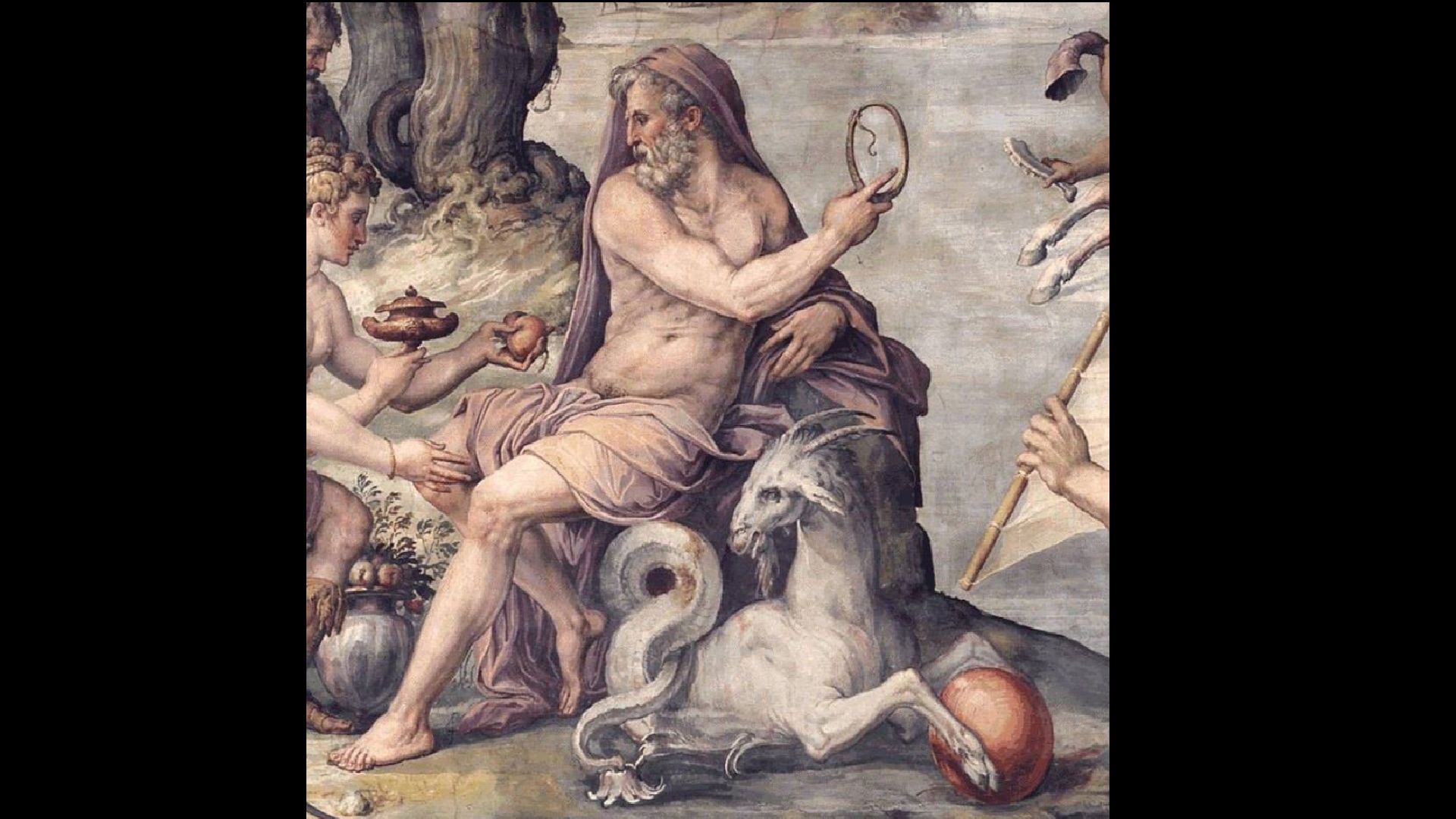 La tradición de entregar canastas navideñas comenzó gracias a la adoración del dios romano "Saturno" (Palazzo Vecchio, Florencia, Italia).