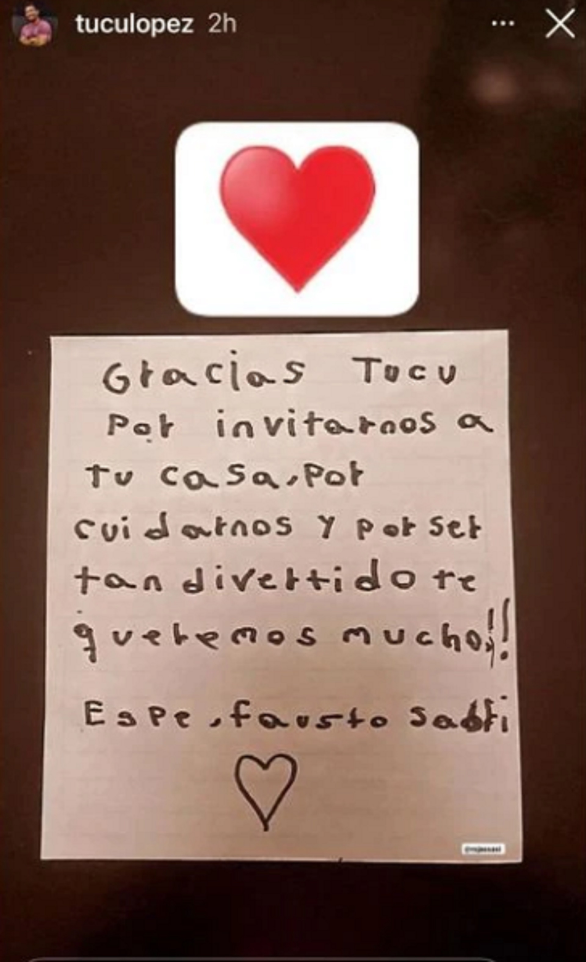La emotiva carta de los hijos de Sabrina Rojas para el Tucu López