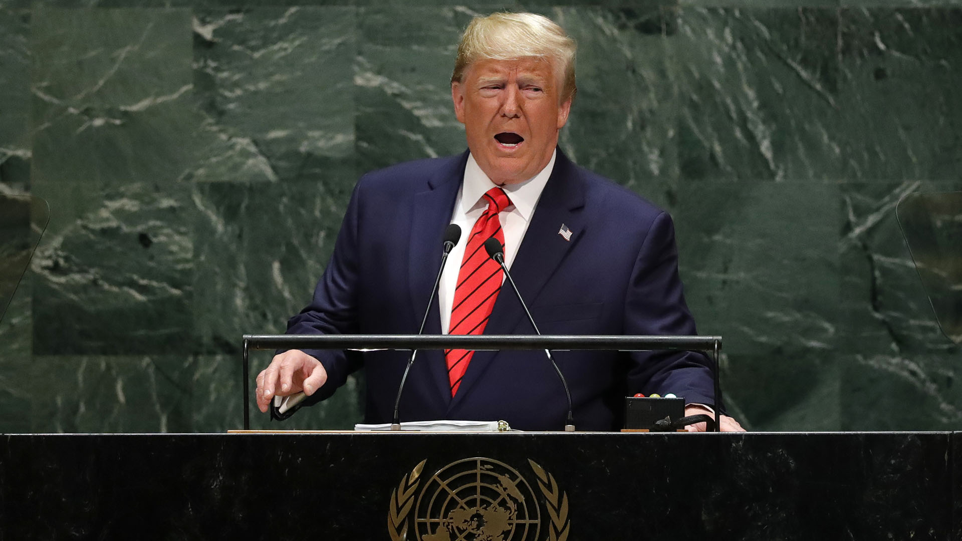 Donald Trump se dirige a la 74ª sesión de la Asamblea General de las Naciones Unidas, el 24 de septiembre de 2019 (REUTERS/Lucas Jackson)
