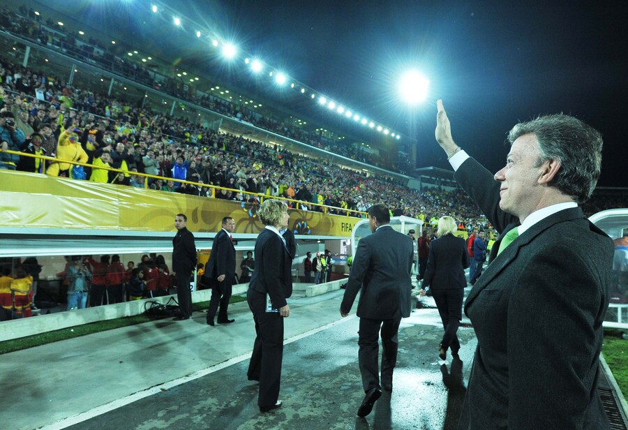 Juan Manuel Santos en la final del Mundial Sub-20 de Colombia. Crédito: Colprensa.