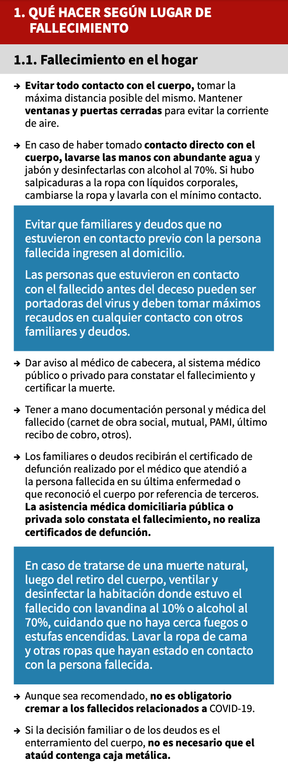 El Equipo Argentino de Antropología Forense diseñó una guía de consejos y sugerencias para el trato digno y seguro de personas que hayan muerto con confirmación o sospecha de COVID-19