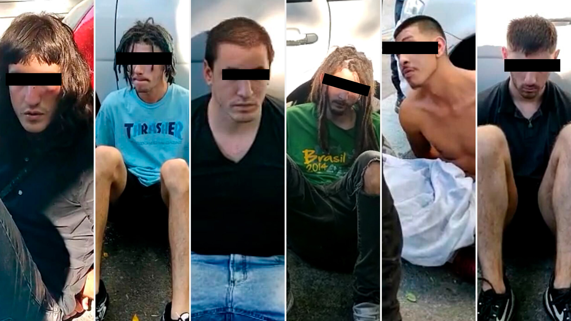 Los seis acusados tras ser detenidos