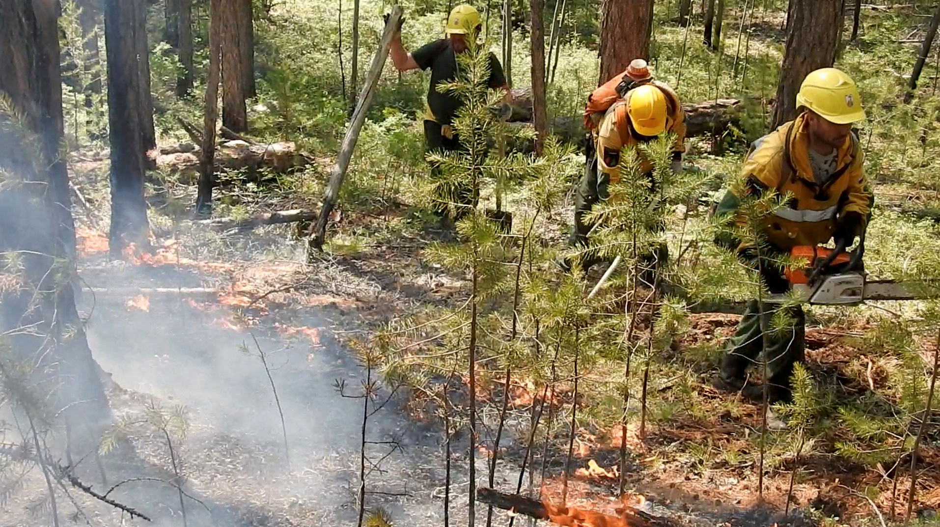 Personal de emergencia en la región de Krasnoyarsk (Servicio Aéreo de Protección Forestal via REUTERS)