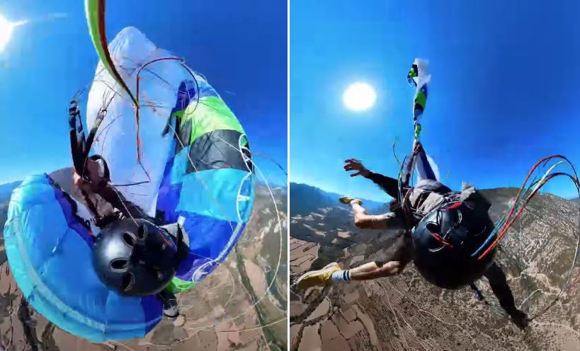 VÍDEO: Saltador de parapente escapa segundos antes de impacto com