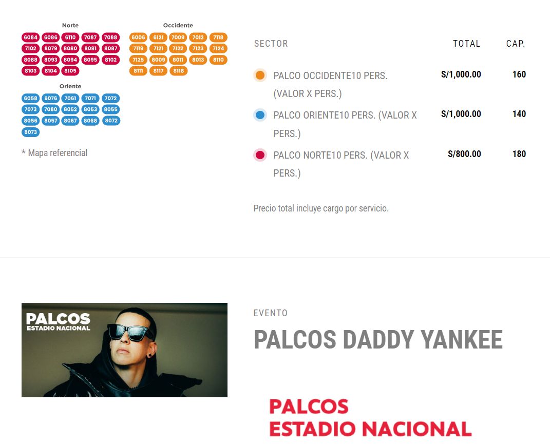 Palcos para Daddy Yankee