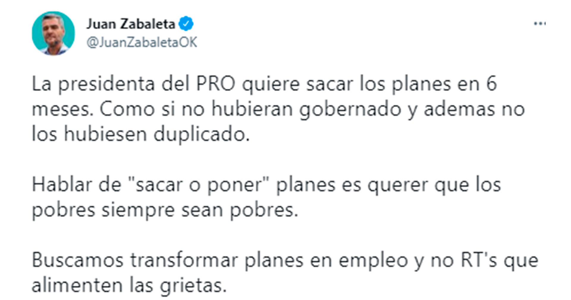 El tuit del ministro de Desarrollo Social, "Juanchi" Zabaleta