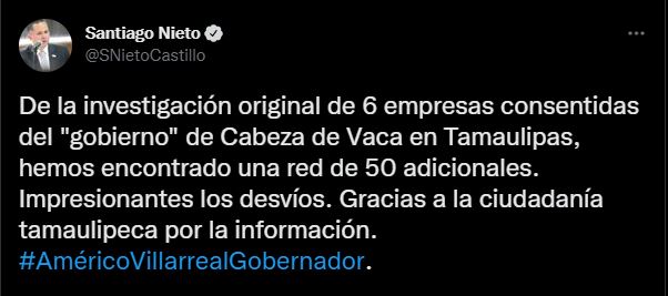 El funcionario ahora trabaja en el gobierno de Tamaulipas (Foto: Twitter/@SNietoCastillo)
