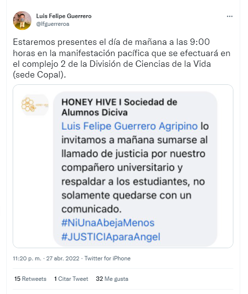 El rector de la Universidad de Guanajuato informó que estará presente en la manifestación pacífica convocada para el 28 de abril para exigir justicia por el ataque a los estudiante de dicha institución (Foto: Twitter@lfguerreroa)