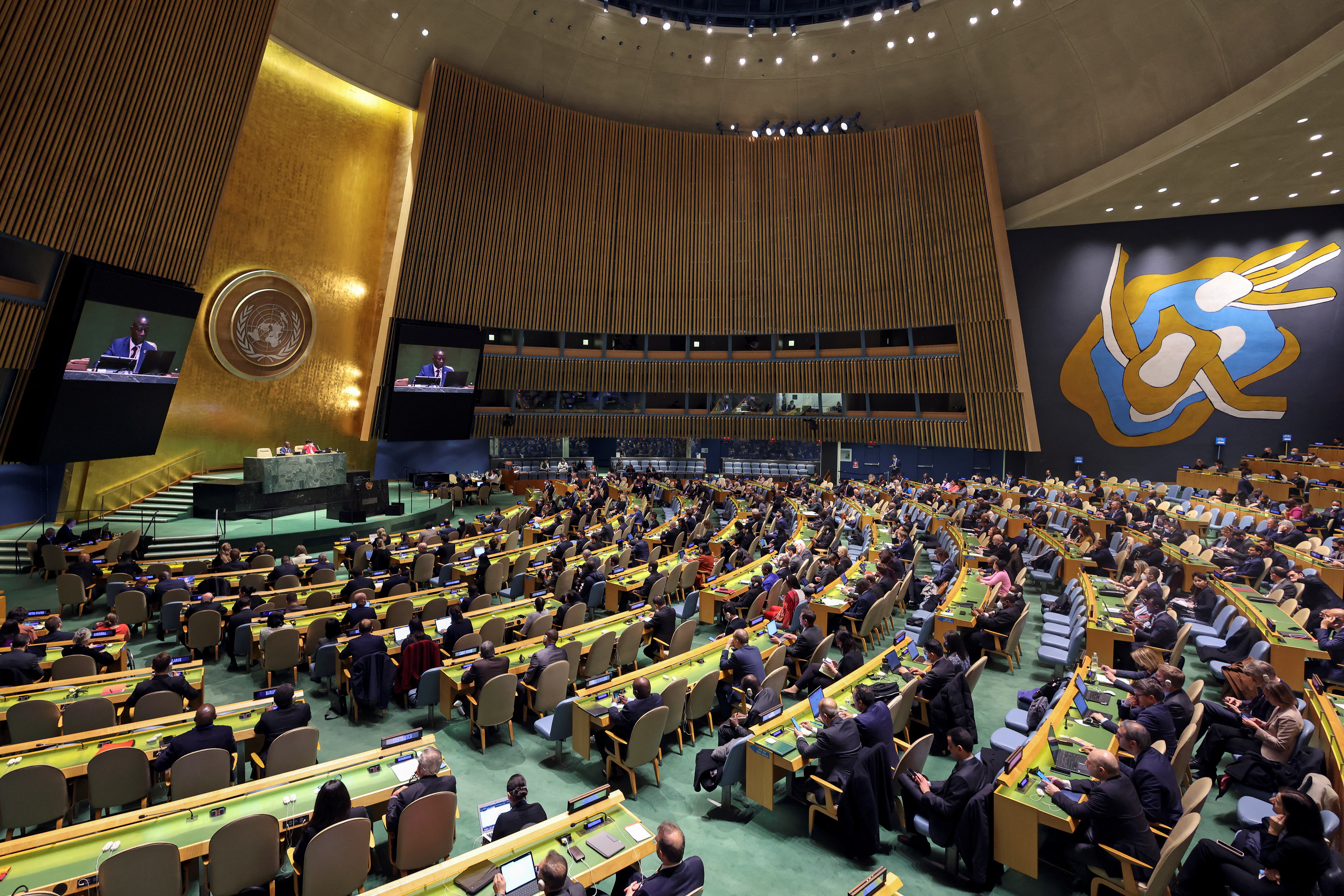 Una vista general de una sesión especial de emergencia de la Asamblea General de la ONU sobre la invasión rusa de Ucrania, en la sede de las Naciones Unidas en la ciudad de Nueva York, Nueva York, EE. UU. 7 de abril de 2022. REUTERS/Andrew Kelly (REUTERS/Andrew Kelly)