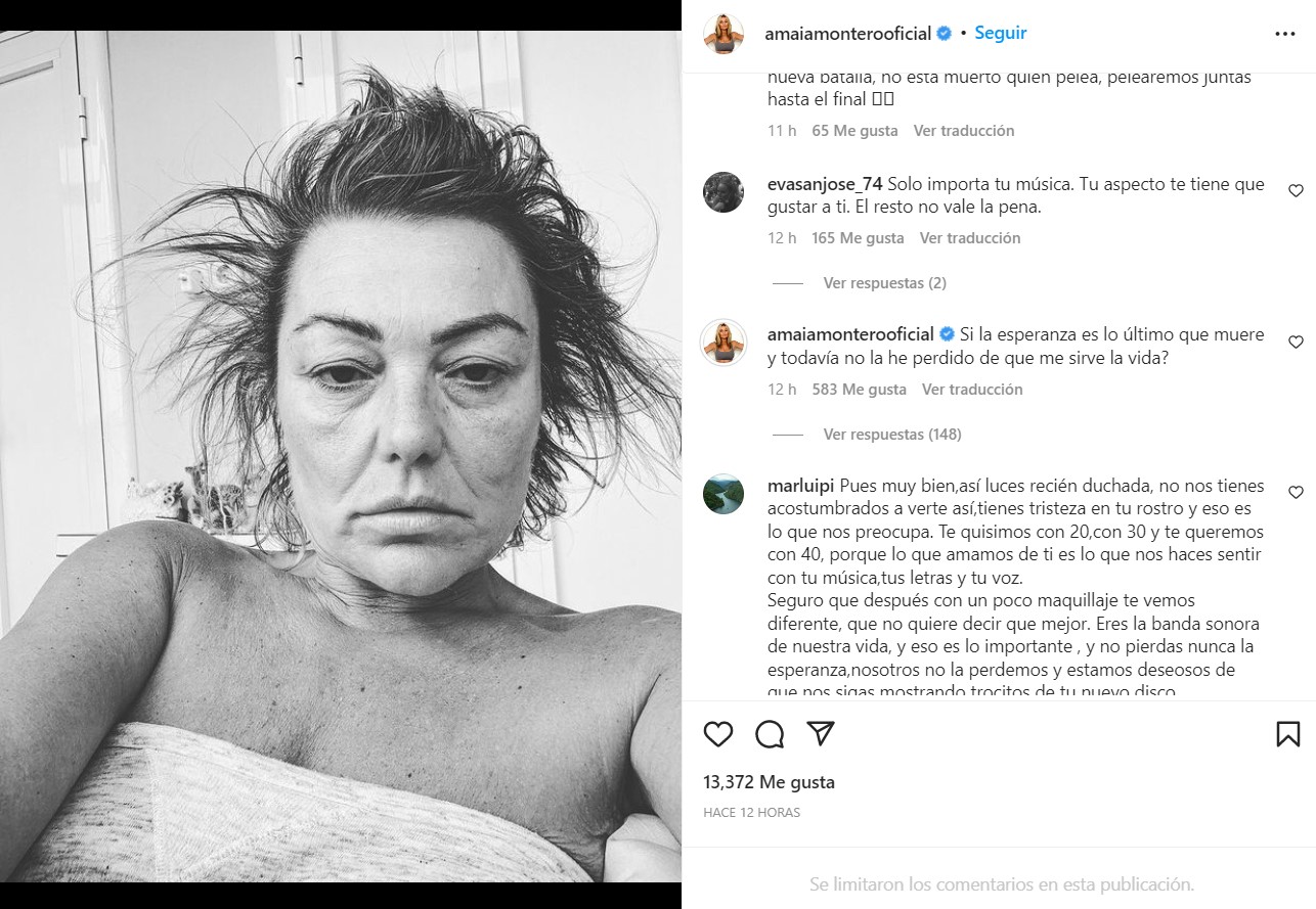 It was in her second publication that the singer made a comment about death and life (Photo: Instagram/@amaiamonterooficial)