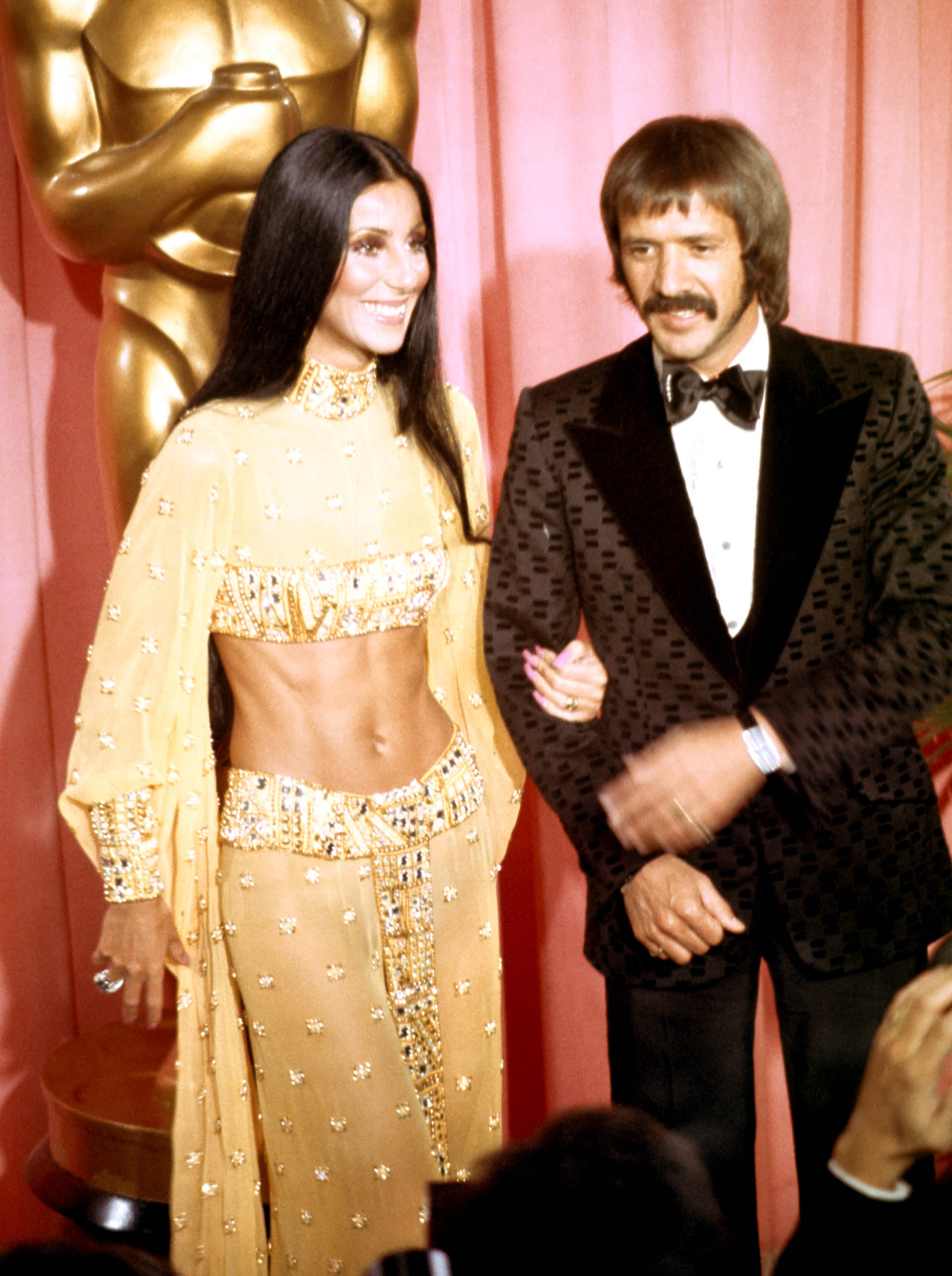 LOS ANGELES - MARCH 27:  Entertainers Sonny Bono and Cher attend the Academy Awards ceremony at the Dorothy Chandler Pavilion on March 27, 1973 in Los Angeles, California. (Photo by Michael Ochs Archives/Getty Images)