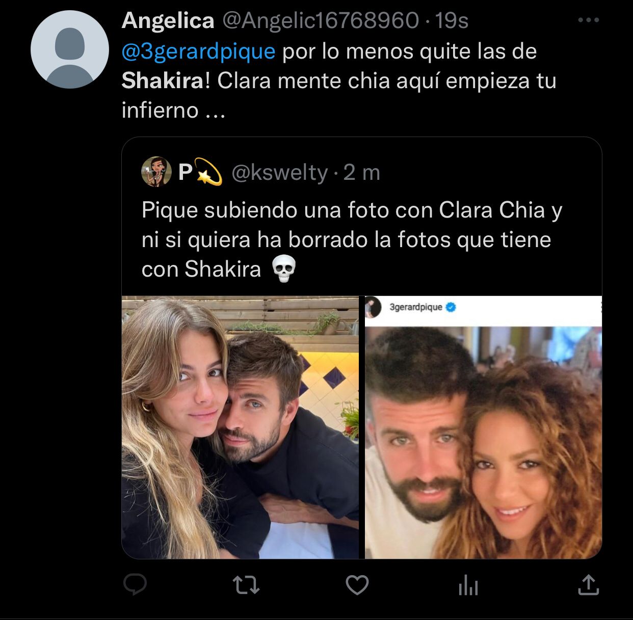 El detalle de que Piqué aún no borró sus fotos con Shakira (@Angelic16768960/Twitter)