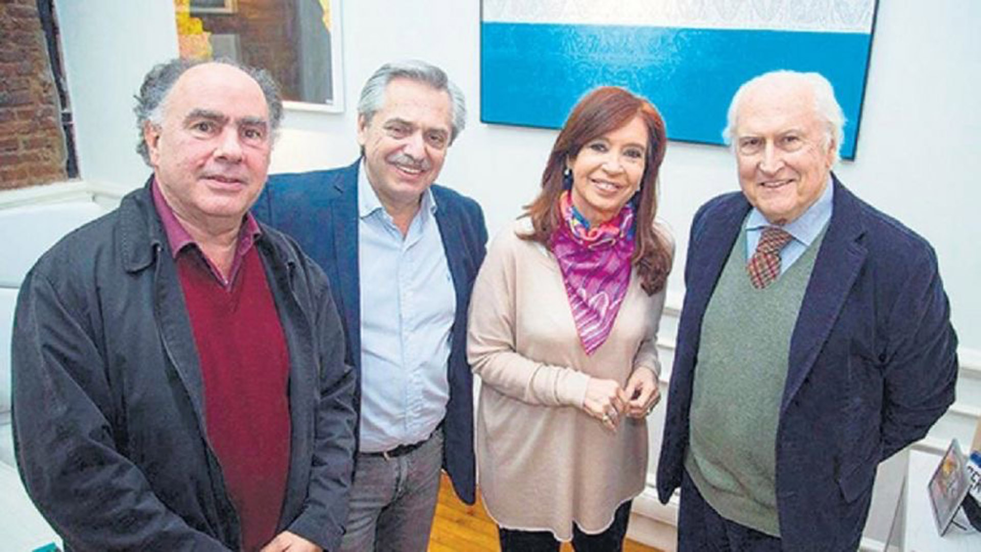 Fernando "Pino" Solanas junto a Cristina Kirchner, Alberto Fernández y Mario Cafiero