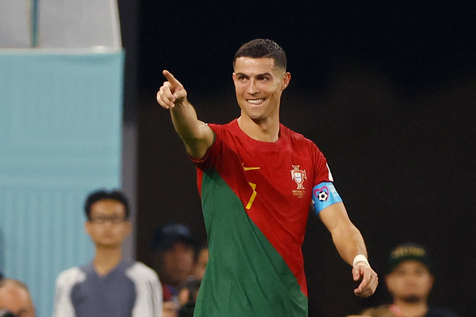 Cristiano Ronaldo festeja su octavo gol en una Copa del Mundo tras marcarle de penal a Ghana en Qatar 2022 (REUTERS/Hannah Mckay)
