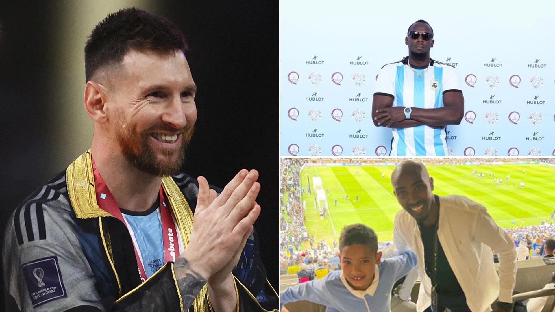 Usain Bolt y Mo Farah, las máximas estrellas del atletismo se rindieron a los pies de Messi