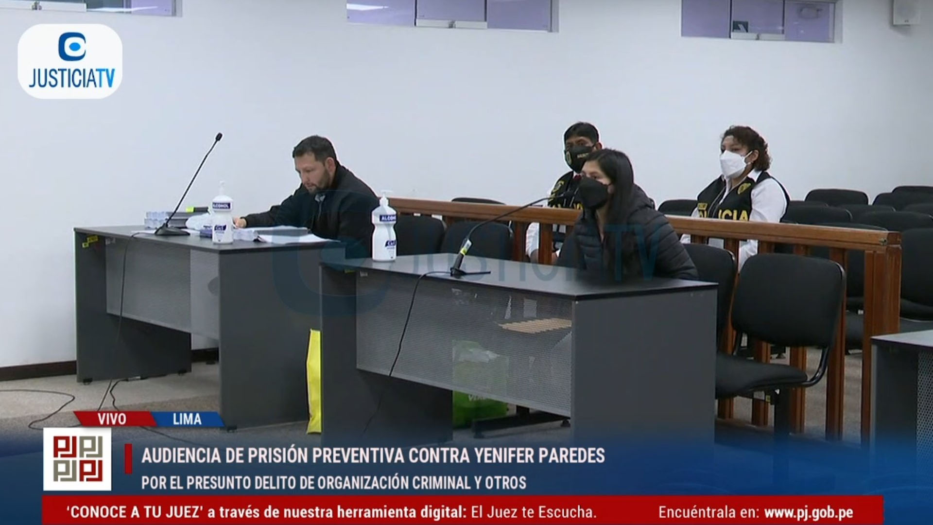 Yenifer Paredes en su intervención durante la audiencia de prisión preventiva en su contra por el presunto delito de organización criminal y otros. (Captura)