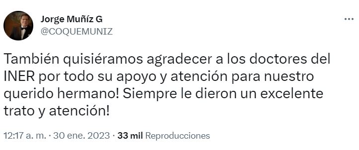 Se especula que Marco Antonio Muñiz falleció por algún padecimiento relacionado con su sistema respiratorio
(Foto: Twitter)